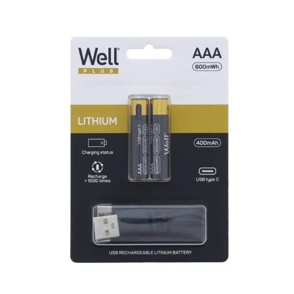 BAT. LI-ION AAA 10440 1,5V 400mAh 600mWh USB-C  2KOM