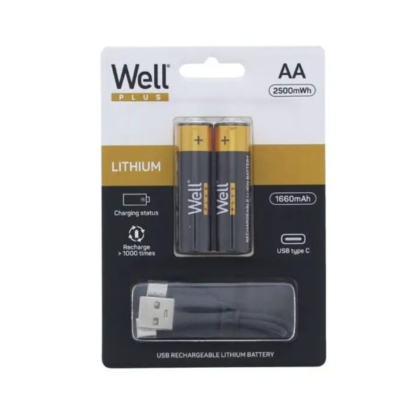 BAT. LI-ION AA 14500 1,5V 1660mAh 2500mWh USB-C  2KOM