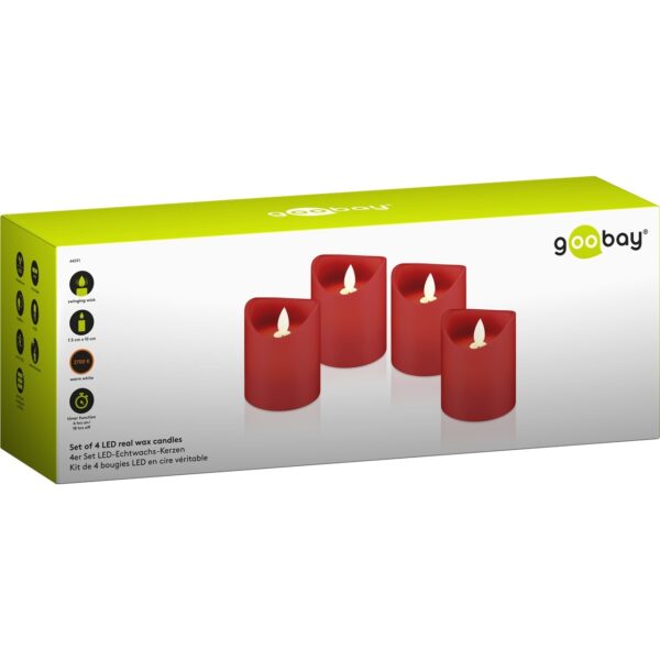 SET 4 LED SVIJEĆE CRVENE GOOBAY