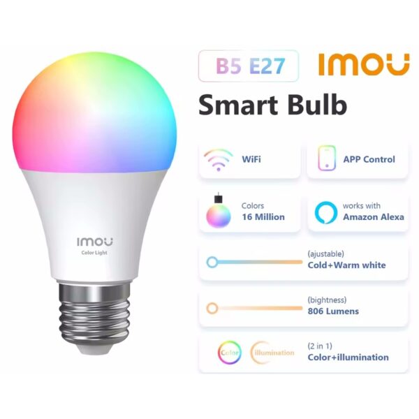 SMART WIFI LED SIJALICA IMOU I5 E27 9W 806lm RGB