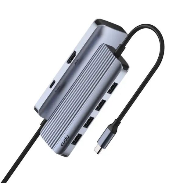 ADAPT. USB C M/ HDMI Ž 4K30HZ PD100W 4USB 5Gbps CUDY UH500
